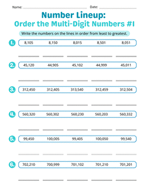 Number Lineup: Order the Multi-Digit Numbers #1 large image