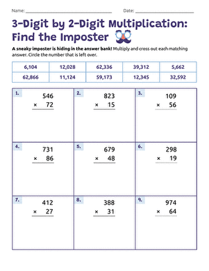 3-Digit by 2-Digit Multiplication: Find the Imposter large image