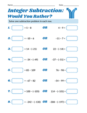 Integer Subtraction: Would You Rather? large image