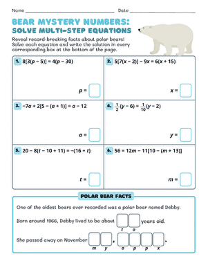 Bear Mystery Numbers: Solve Multi-Step Equations large image