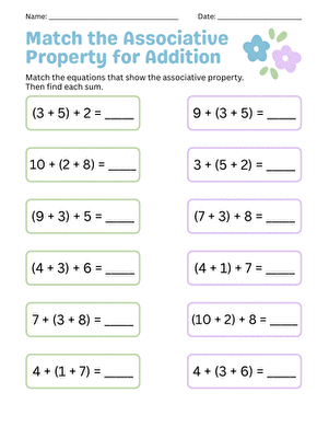 Match the Associative Property for Addition large image