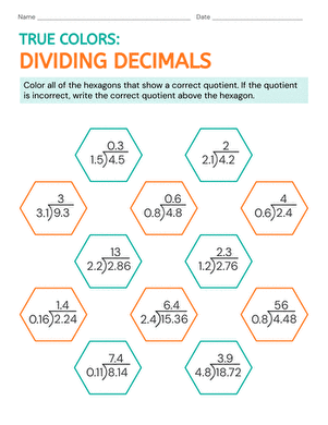 True Colors: Dividing Decimals large image