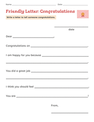 Friendly Letter: Congratulations large image