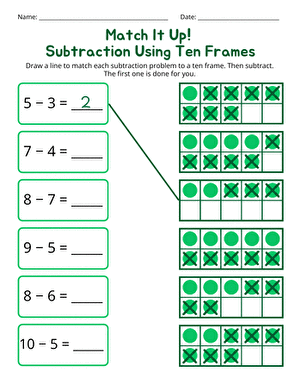 Match It Up! Subtraction Using Ten Frames large image