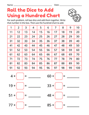 Roll the Dice to Add Using a Hundred Chart large image