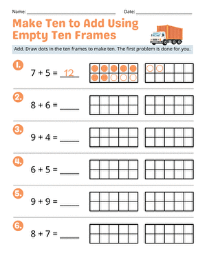 Make Ten to Add Using Empty Ten Frames large image