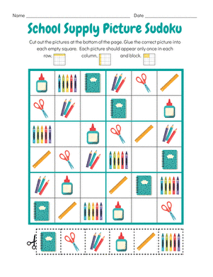 School Supply Picture Sudoku large image