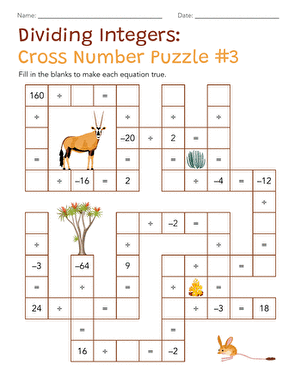 Dividing Integers: Cross Number Puzzle #3 large image