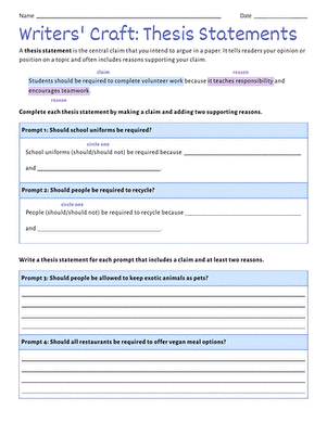 Writers' Craft: Thesis Statements large image