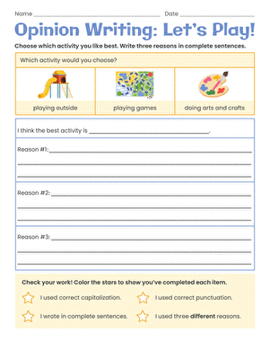 Opinion Writing: Let's Play! large image