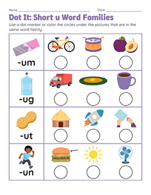 Dot It: Short u Word Families large image