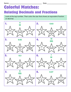 Colorful Matches: Relating Decimals and Fractions large image