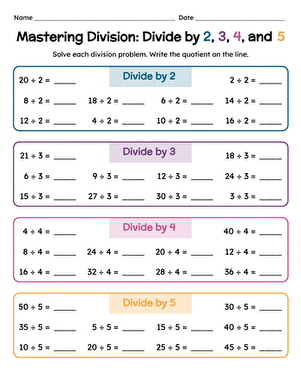 Mastering Division: Divide by 2, 3, 4, and 5 large image