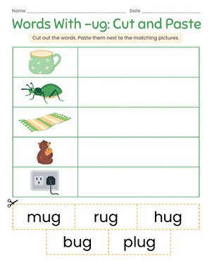 Words With -ug: Cut and Paste large image