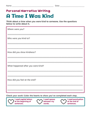 Personal Narrative Writing: A Time I Was Kind large image