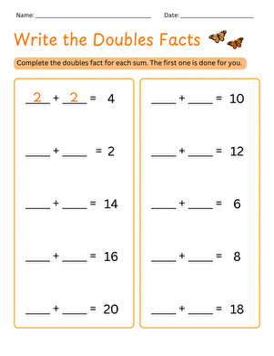 Write the Doubles Facts large image