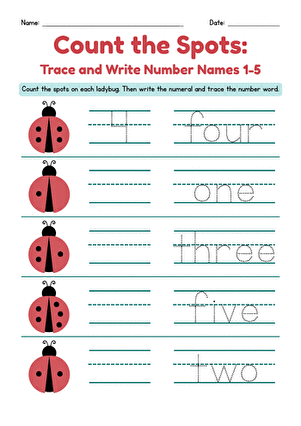 Count the Spots: Trace and Write Number Names 1–5 large image
