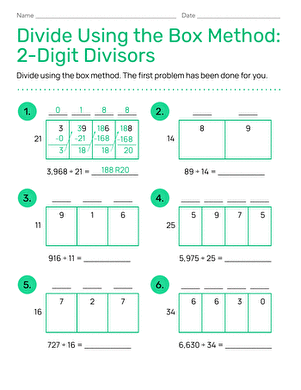 Divide Using the Box Method: 2-Digit Divisors large image