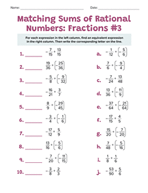 Matching Sums of Rational Numbers: Fractions #3 large image