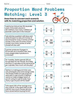 Proportion Word Problems Matching: Level 3 large image