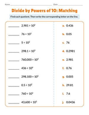 Divide by Powers of 10: Matching large image