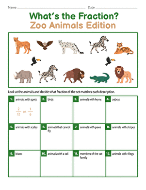 What's the Fraction? Zoo Animals Edition large image