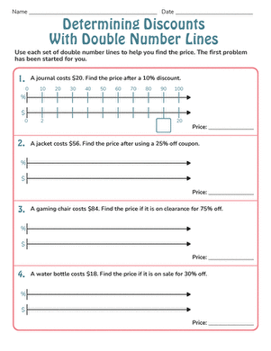 Determining Discounts With Double Number Lines large image