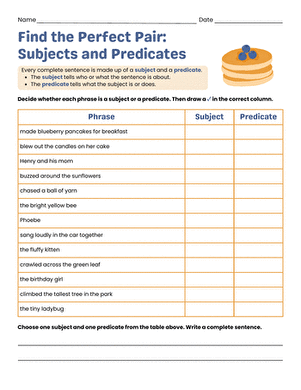 Find the Perfect Pair: Subjects and Predicates large image