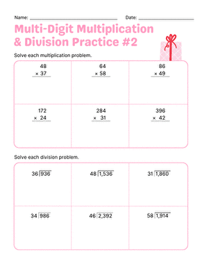 Multi-Digit Multiplication & Division Practice #2 large image