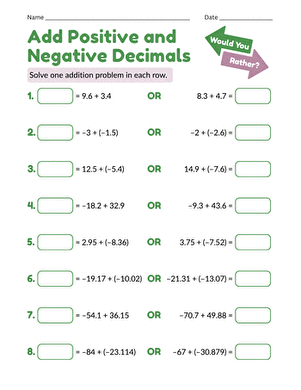 Add Rational Numbers: Would You Rather? large image