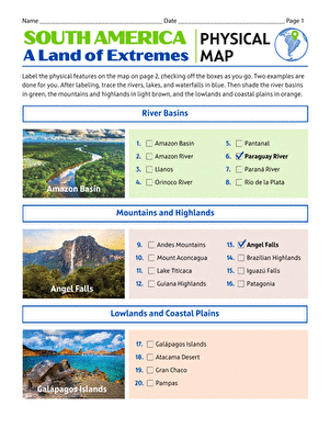 South America – A Land of Extremes: Physical Map large image