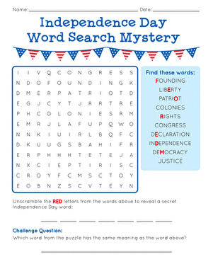Independence Day Word Search Mystery large image