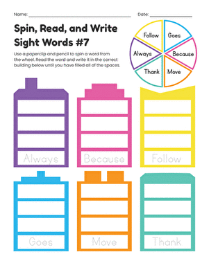 Spin, Read, and Write Sight Words #7 large image