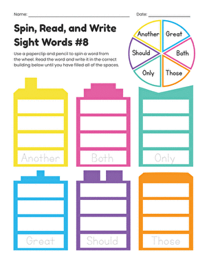 Spin, Read, and Write Sight Words #8 large image