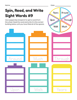 Spin, Read, and Write Sight Words #9 large image
