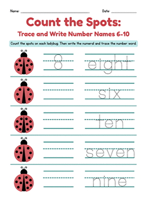 Count the Spots: Trace and Write Number Names 6-10 large image