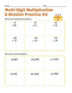 Multi-Digit Multiplication & Division Practice #3 large image