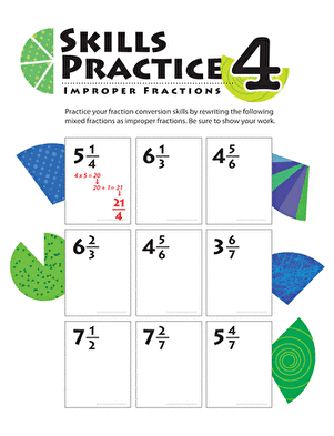 Improper Fraction Skills Practice #4 large image