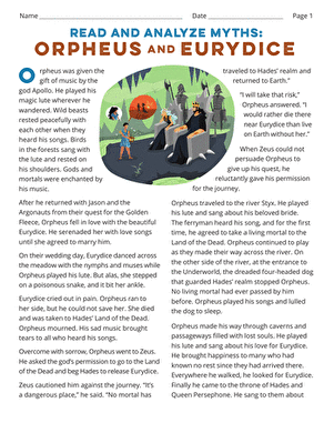 Read and Analyze Myths: Orpheus and Eurydice large image