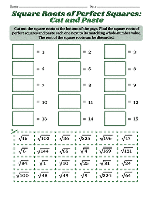 Square Roots of Perfect Squares: Cut and Paste large image