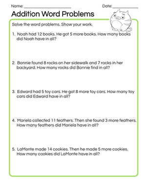 Addition Word Problems large image