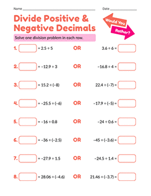 Divide Positive and Negative Integers: Would You Rather? large image
