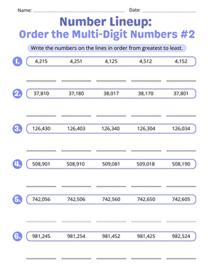 Number Lineup: Order the Multi-Digit Numbers #2 large image