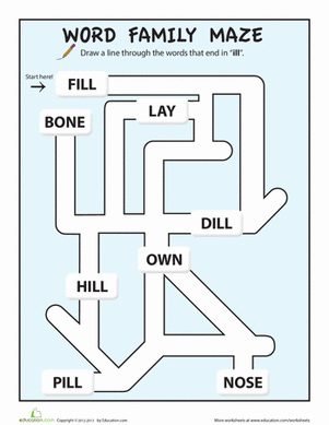 Word Maze: "-ill"