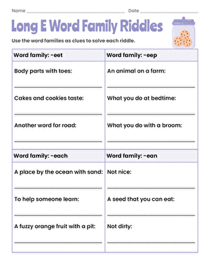 Long E Word Family Riddles large image