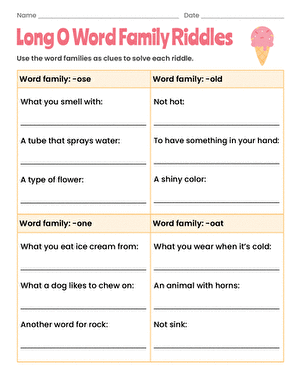 Long O Word Family Riddles large image