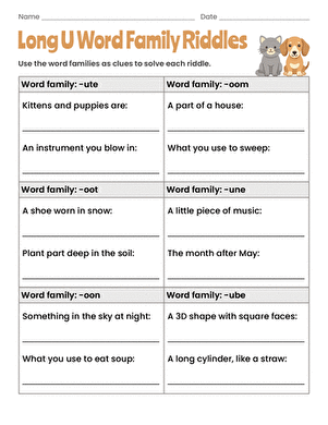 Long U Word Family Riddles large image