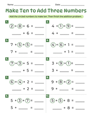 Make Ten to Add Three Numbers large image