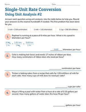 Single-Unit Rate Conversion Using Unit Analysis #2 large image