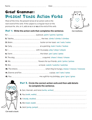 Great Grammar: Present Tense Action Verbs